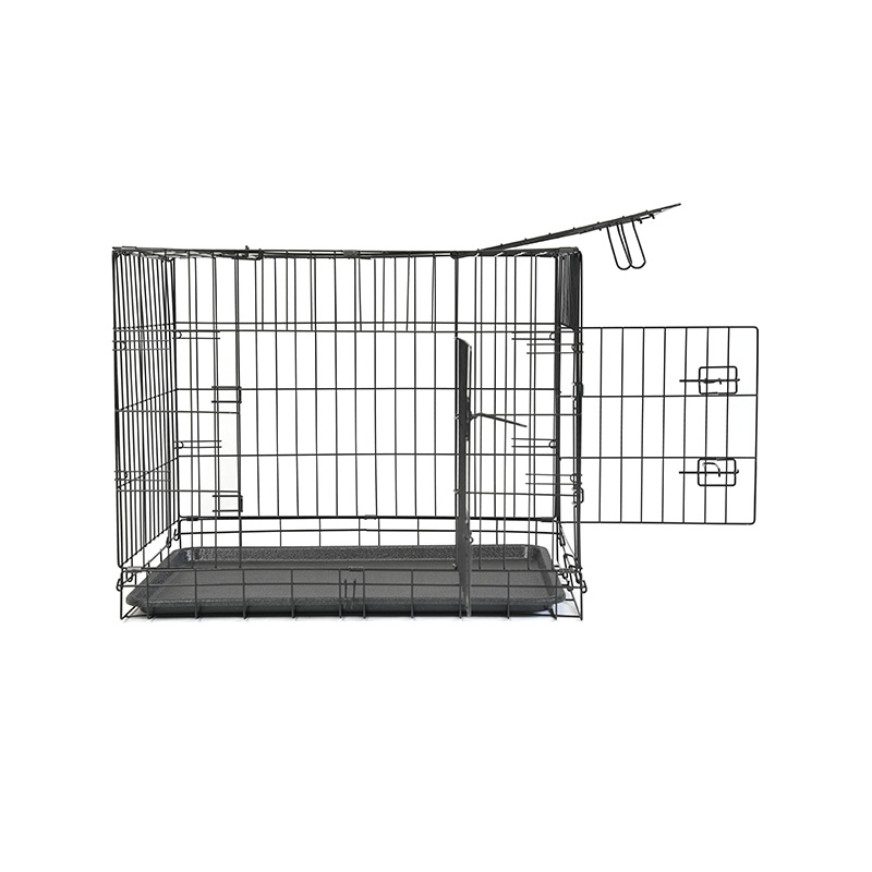 DH016-2 กล่องสัตว์เลี้ยงสุนัขพับได้ 2 ประตูพร้อมถาด ABS